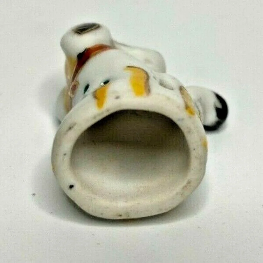 Vintage Chinese Hand Painted Zodiac Animal Shaped Thimble Porcelain 